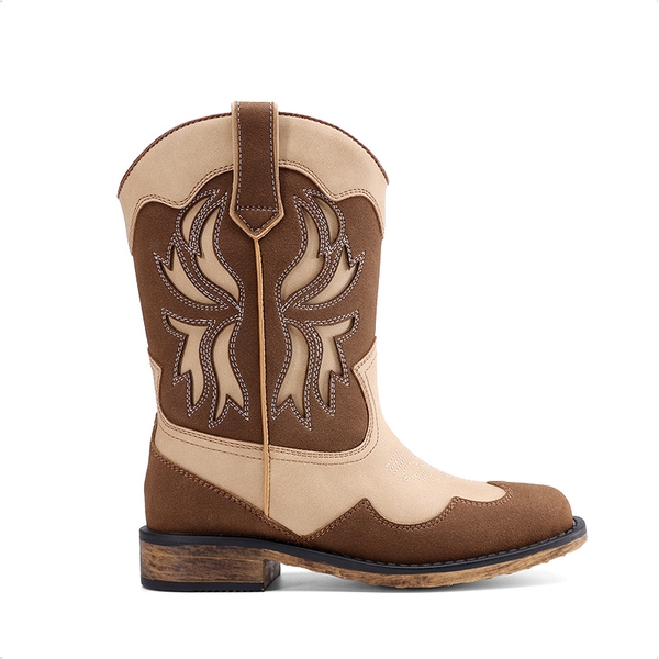 Kids’ Slip-On Roomy Toe Cowboy Boots - BROWN/CAMO - 1