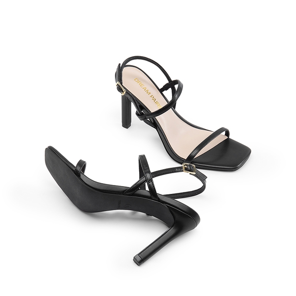 Women’s Strappy Sparkly Stiletto Heels - BLACK-PU - 2