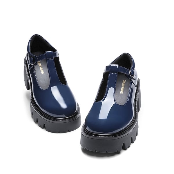 Y2K Chunky Sole Mary Jane Pumps - NAVY - 4