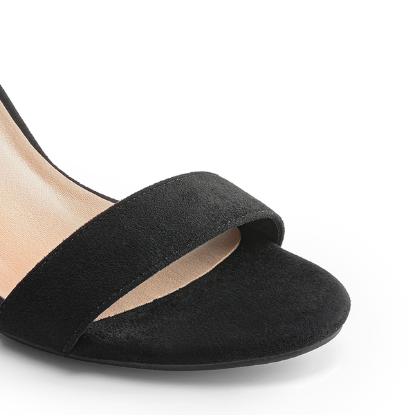 Women’s High Block Heel Dress Sandals - BLACK-SUEDE - 4