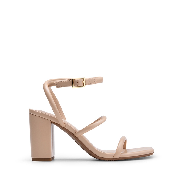 Women’s Strappy Chunky Heel Summer Sandals - NUDE-PU - 2