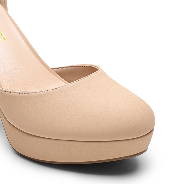 Women’s Platform Block Heel Pumps - NUDE - 1