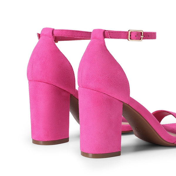 Women’s High Block Heel Dress Sandals - HOT PINK - 3