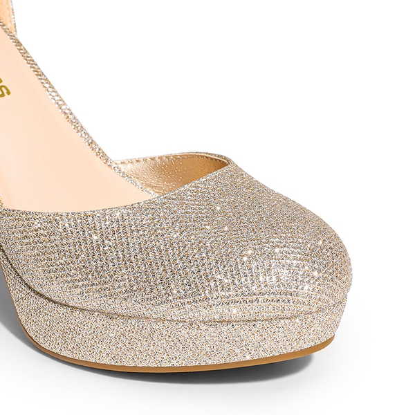 Women’s Platform Block Heel Pumps - GOLD - 1