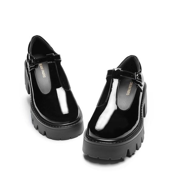 Y2K Chunky Sole Mary Jane Pumps - BLACK-PAT - 5