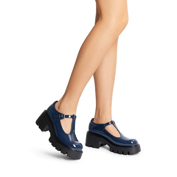 Y2K Chunky Sole Mary Jane Pumps - NAVY - 7