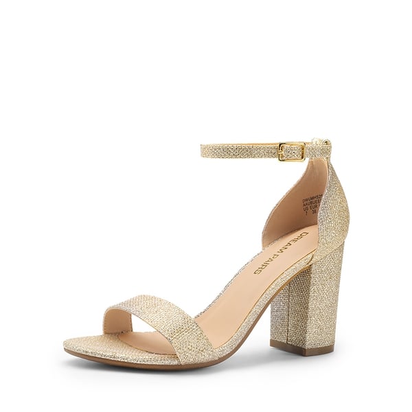 Women’s High Block Heel Dress Sandals - GOLD -  0