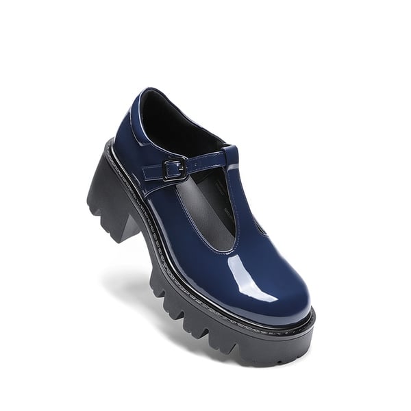 Y2K Chunky Sole Mary Jane Pumps - NAVY - 1