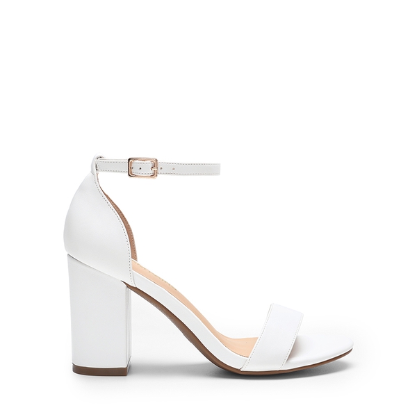 Women’s High Block Heel Dress Sandals - WHITE - 1