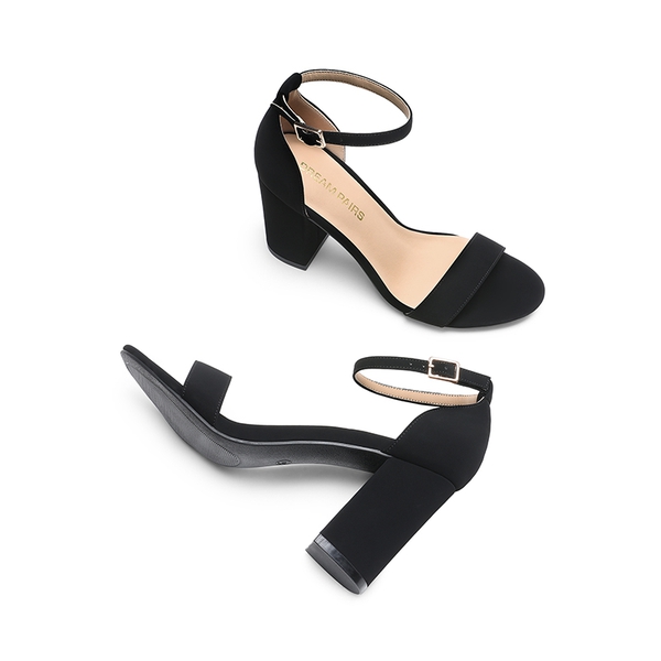 Women’s High Block Heel Dress Sandals - BLACK-NUBUCK - 2