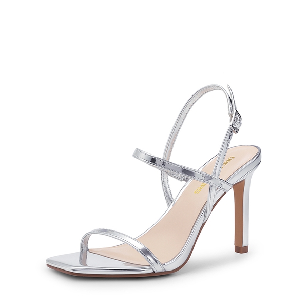 Women’s Strappy Sparkly Stiletto Heels - SILVER-PAT -  0