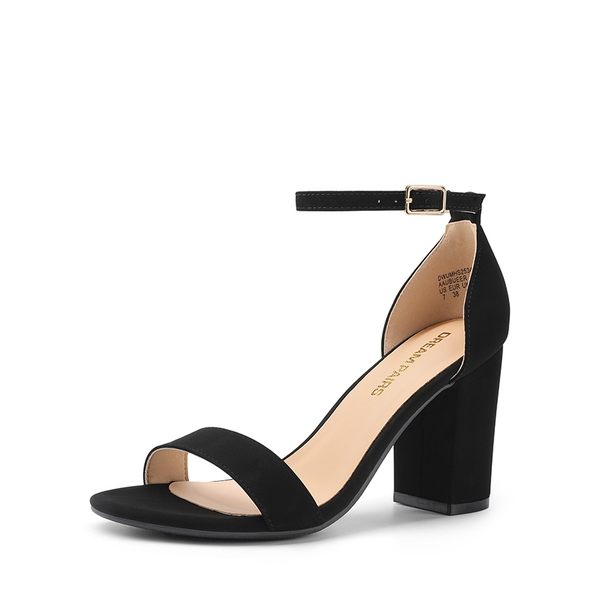 Women’s High Block Heel Dress Sandals - BLACK-NUBUCK -  0