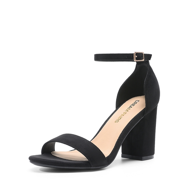 Women’s High Block Heel Dress Sandals - BLACK-SUEDE -  0