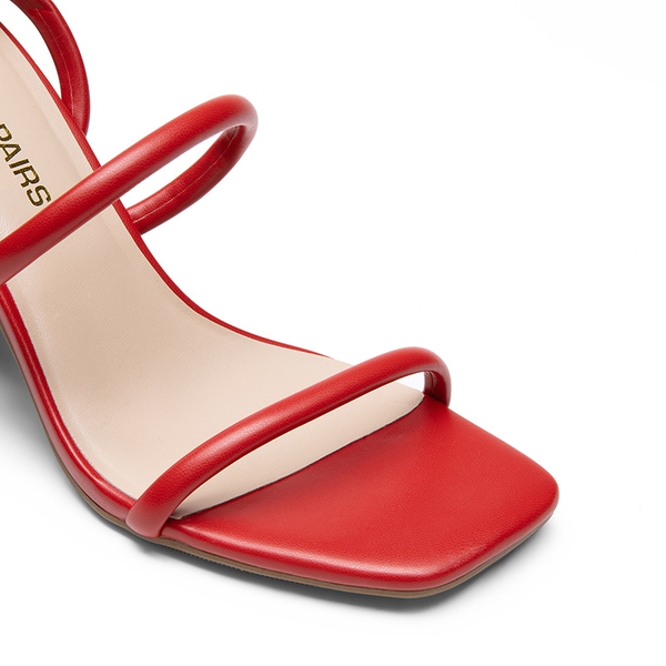 Women’s Strappy Chunky Heel Summer Sandals - RED-PU - 4