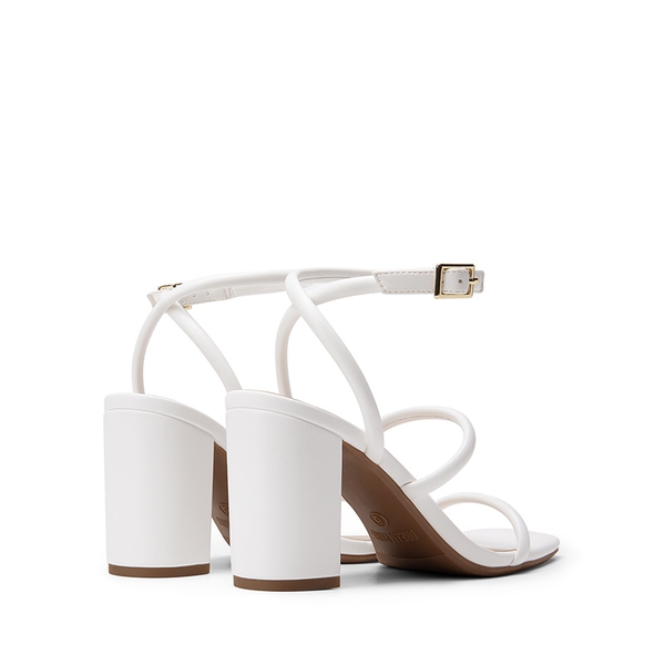 Women’s Strappy Chunky Heel Summer Sandals - WHITE-PU - 4