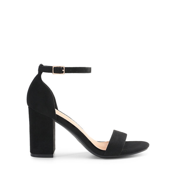 Women’s High Block Heel Dress Sandals - BLACK-SUEDE - 1