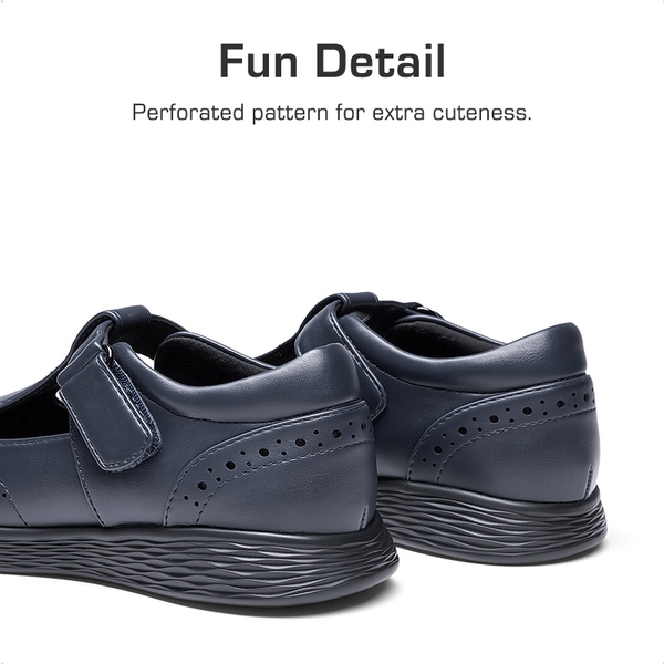 Girls’ Comfortable Hook-and-Loop Mary Jane Shoes - NAVY - 3