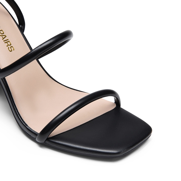 Women’s Strappy Chunky Heel Summer Sandals - BLACK-PU - 4