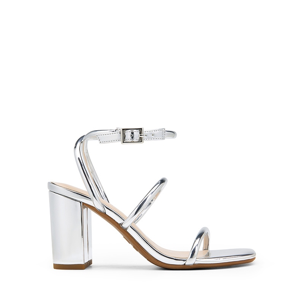 Women’s Strappy Chunky Heel Summer Sandals - SILVER-PAT - 3
