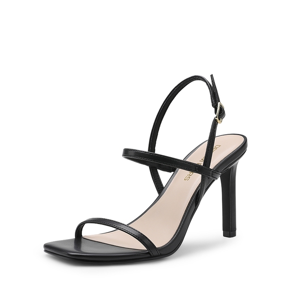 Women’s Strappy Sparkly Stiletto Heels - BLACK-PU -  0