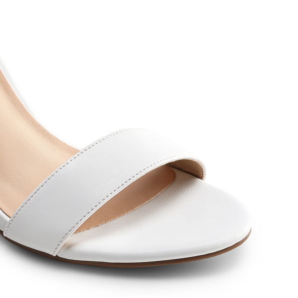 Women’s High Block Heel Dress Sandals - WHITE - 4