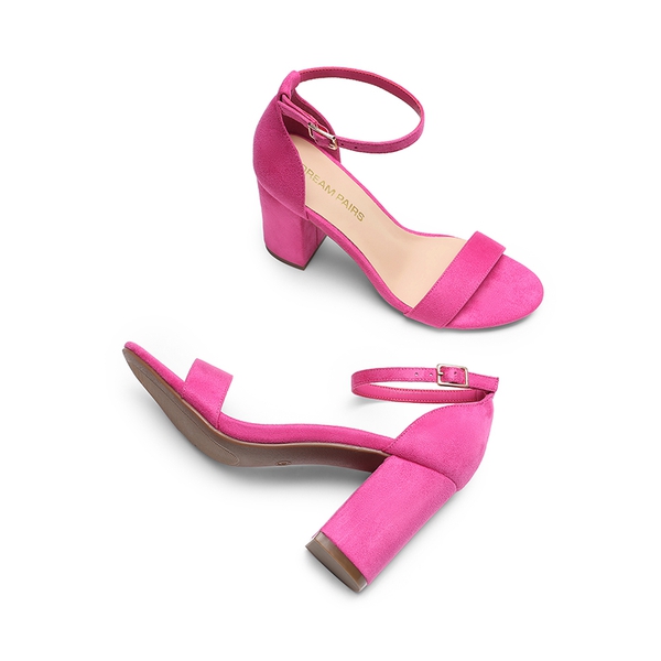 Women’s High Block Heel Dress Sandals - HOT PINK - 2