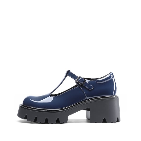 Y2K Chunky Sole Mary Jane Pumps - NAVY - 2