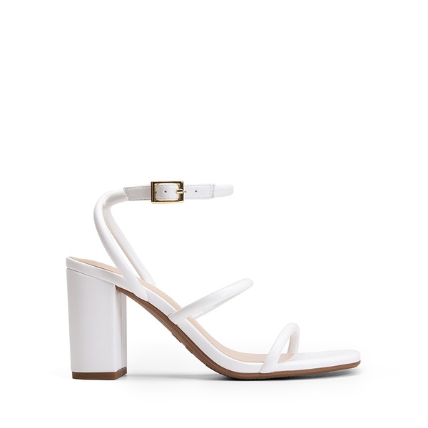 Women’s Strappy Chunky Heel Summer Sandals - WHITE-PU - 2
