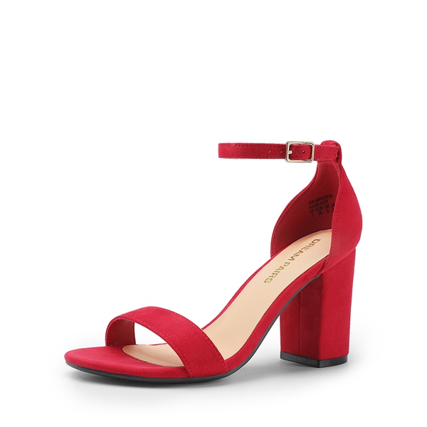 Women’s High Block Heel Dress Sandals - RED -  0