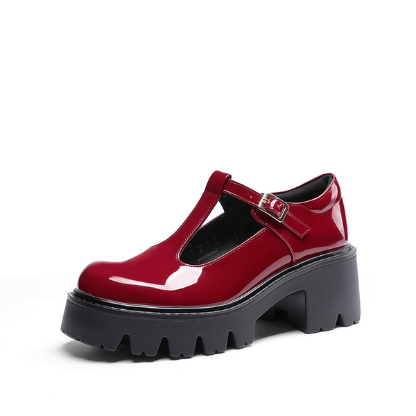 Y2K Chunky Sole Mary Jane Pumps - RED -  0