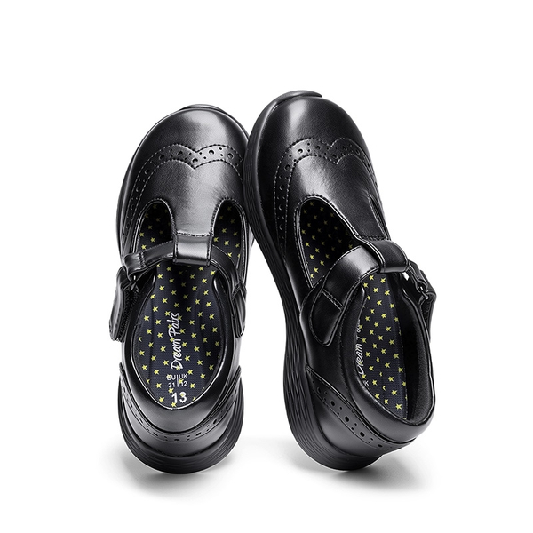 Girls’ Comfortable Hook-and-Loop Mary Jane Shoes - BLACK - 5