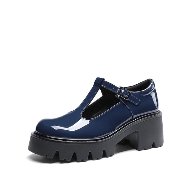 Y2K Chunky Sole Mary Jane Pumps - NAVY -  0
