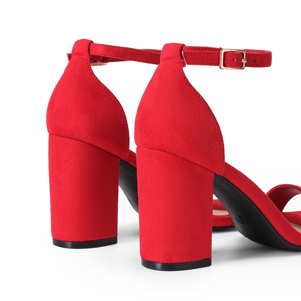 Women’s High Block Heel Dress Sandals - RED - 3