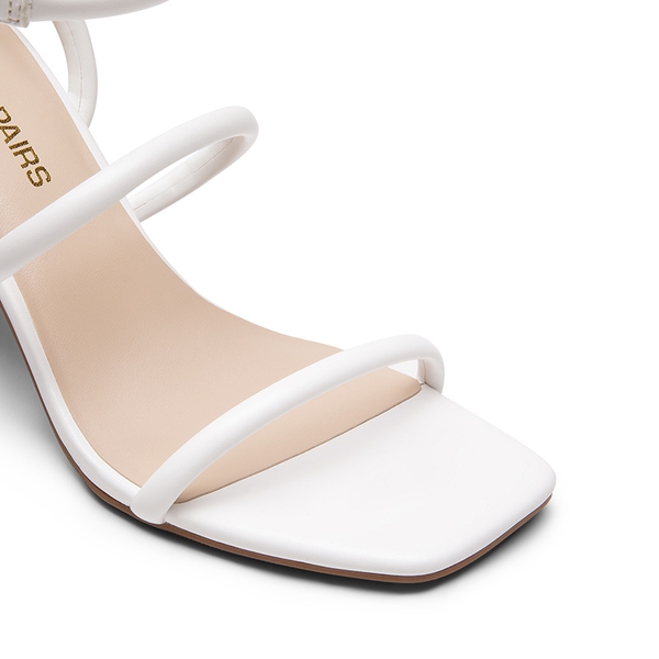 Women’s Strappy Chunky Heel Summer Sandals - WHITE-PU - 3