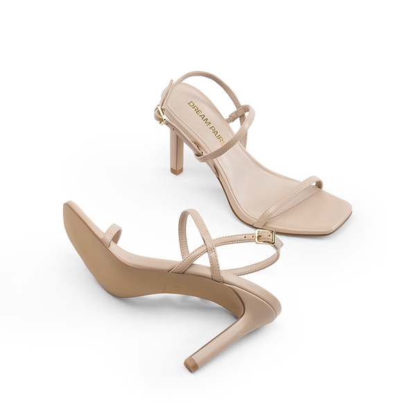 Women’s Strappy Sparkly Stiletto Heels - NUDE-PU - 2