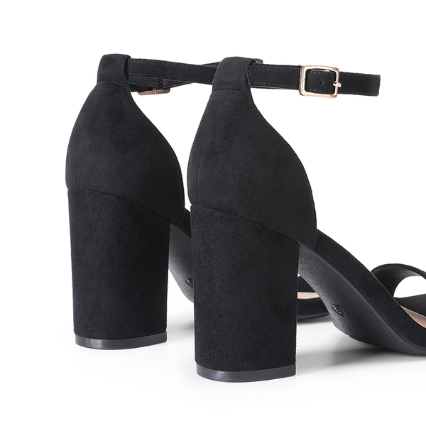 Women’s High Block Heel Dress Sandals - BLACK-SUEDE - 3