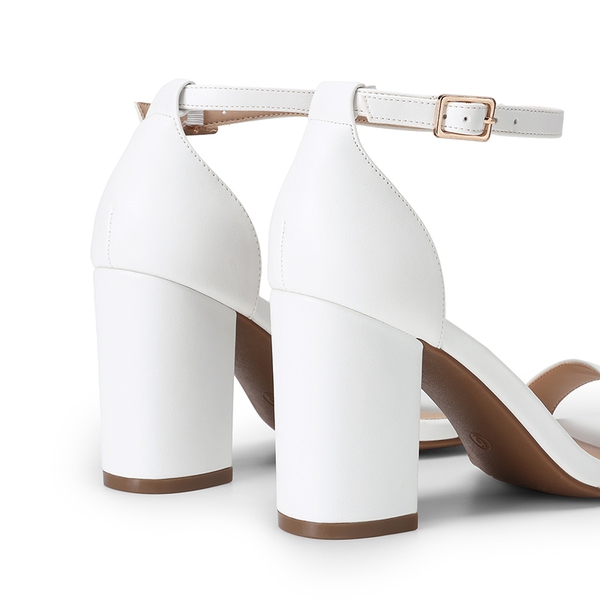 Women’s High Block Heel Dress Sandals - WHITE - 3