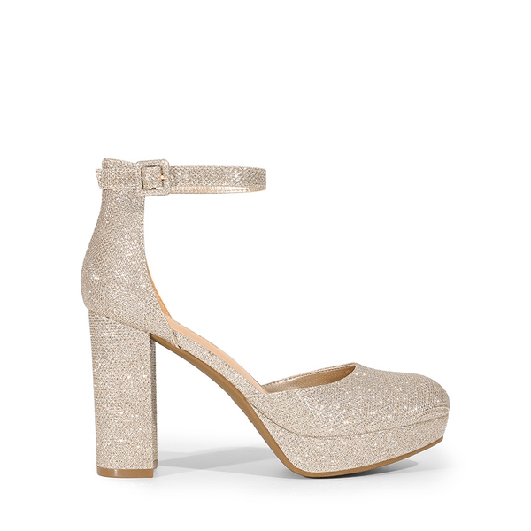 Women’s Platform Block Heel Pumps - GOLD - 2