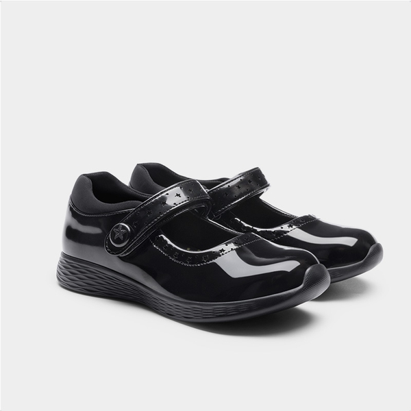 Girls’ Lightweight Star Cutout Mary Jane Shoes - ALL BLACK - 6