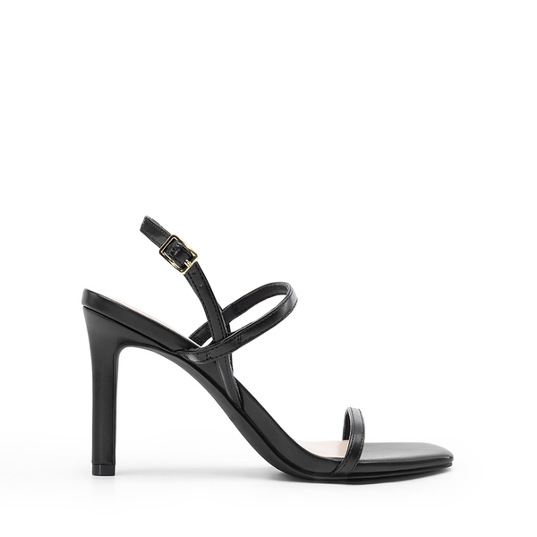 Women’s Strappy Sparkly Stiletto Heels - BLACK-PU - 1