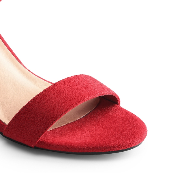 Women’s High Block Heel Dress Sandals - RED - 4