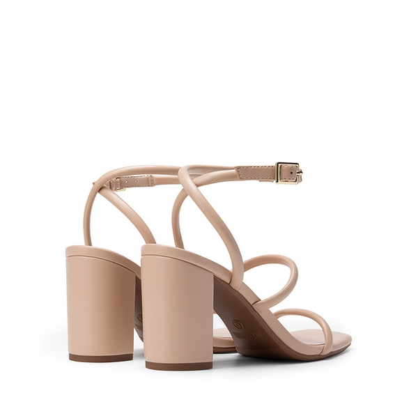 Women’s Strappy Chunky Heel Summer Sandals - NUDE-PU - 4