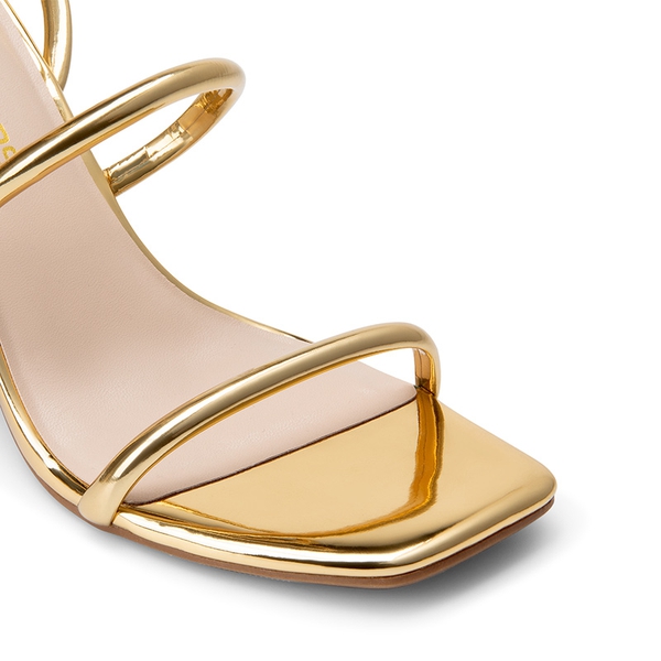 Women’s Strappy Chunky Heel Summer Sandals - GOLD-PAT - 4
