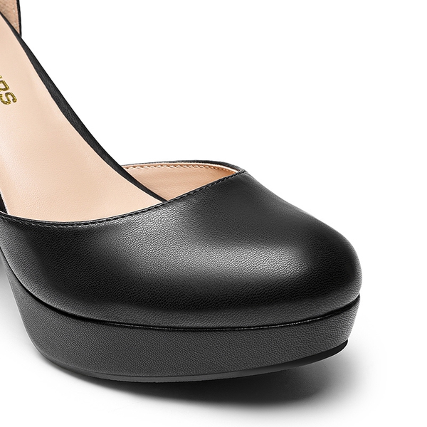 Women’s Platform Block Heel Pumps - BLACK-PU - 1