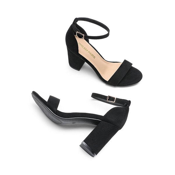 Women’s High Block Heel Dress Sandals - BLACK-SUEDE - 2