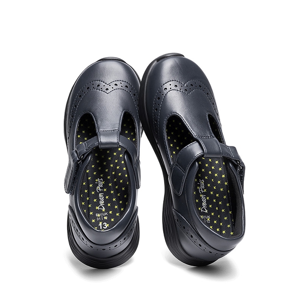 Girls’ Comfortable Hook-and-Loop Mary Jane Shoes - NAVY - 5