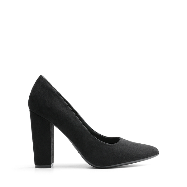 Women’s Classic Chunky Heel Dress Pumps - BLACK-SUEDE - 1