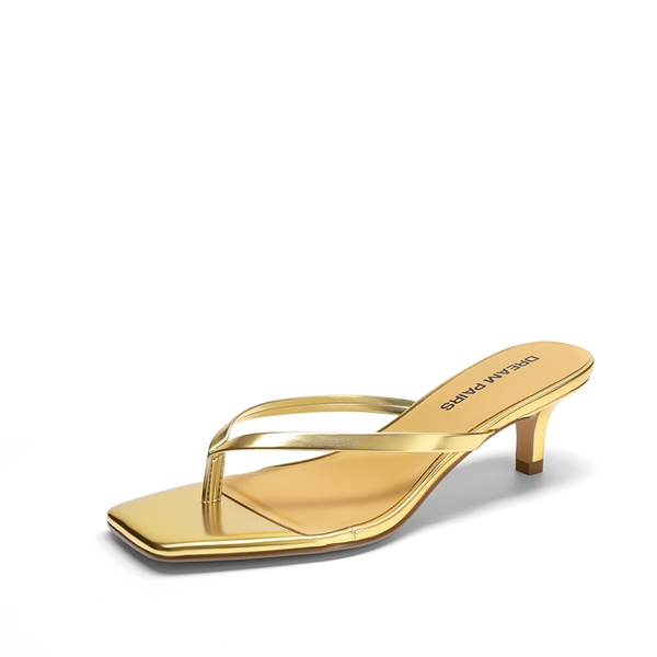 Women’s Kitten Heel Flip Flops - GOLD -  0