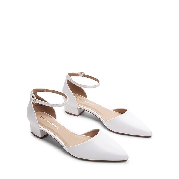 Women’s Chic D’Orsay Block Heel Dress Shoes - WHITE - 4