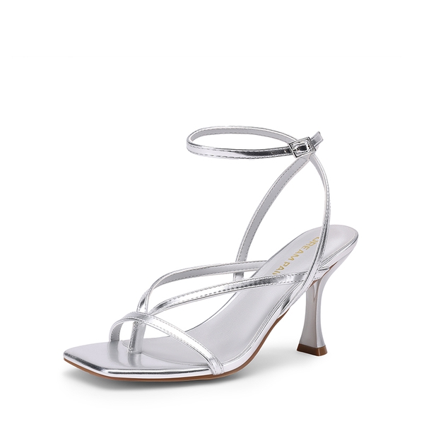 Women’s Chic Strappy Thong Stiletto Sandals - SILVER -  0